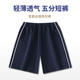 小学生藏青色儿童一条杠短裤 五分裤 男女童细白条运动裤 校服短裤