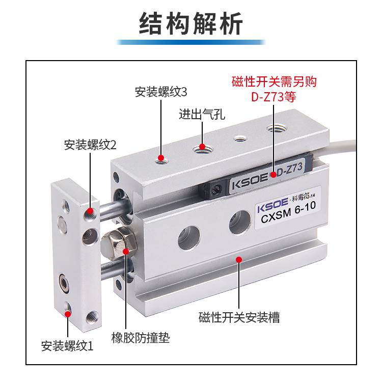 双杆双轴气缸TR/CXSM6X10*15X20X25X30/32*40X50/60/70/75/100-S