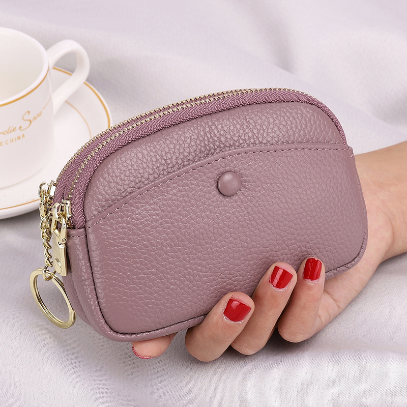 手拿零钱包双层女钥匙扣简约韩版小包妈妈可爱硬币包软皮