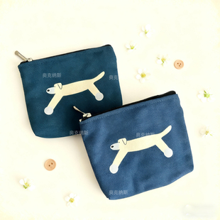 创意卡通帆布收纳大容量小包卡包可爱小狗零钱袋可装卫生巾收纳包