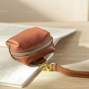 手工风格零钱包女PU车钥匙包复古文艺高级感耳机口红包收纳卡包