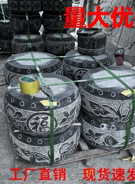 青石雕柱皮圆墩底座柱基石空心柱墩石仿古柱脚石墩子柱脚石柱墩石