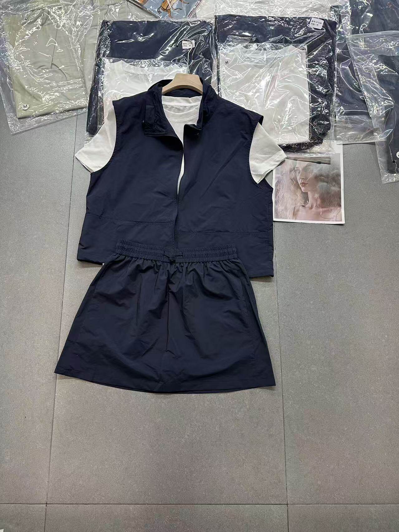 欧洲站2026夏季新款户外风立领马甲三件套宽松百搭时尚休闲套装女