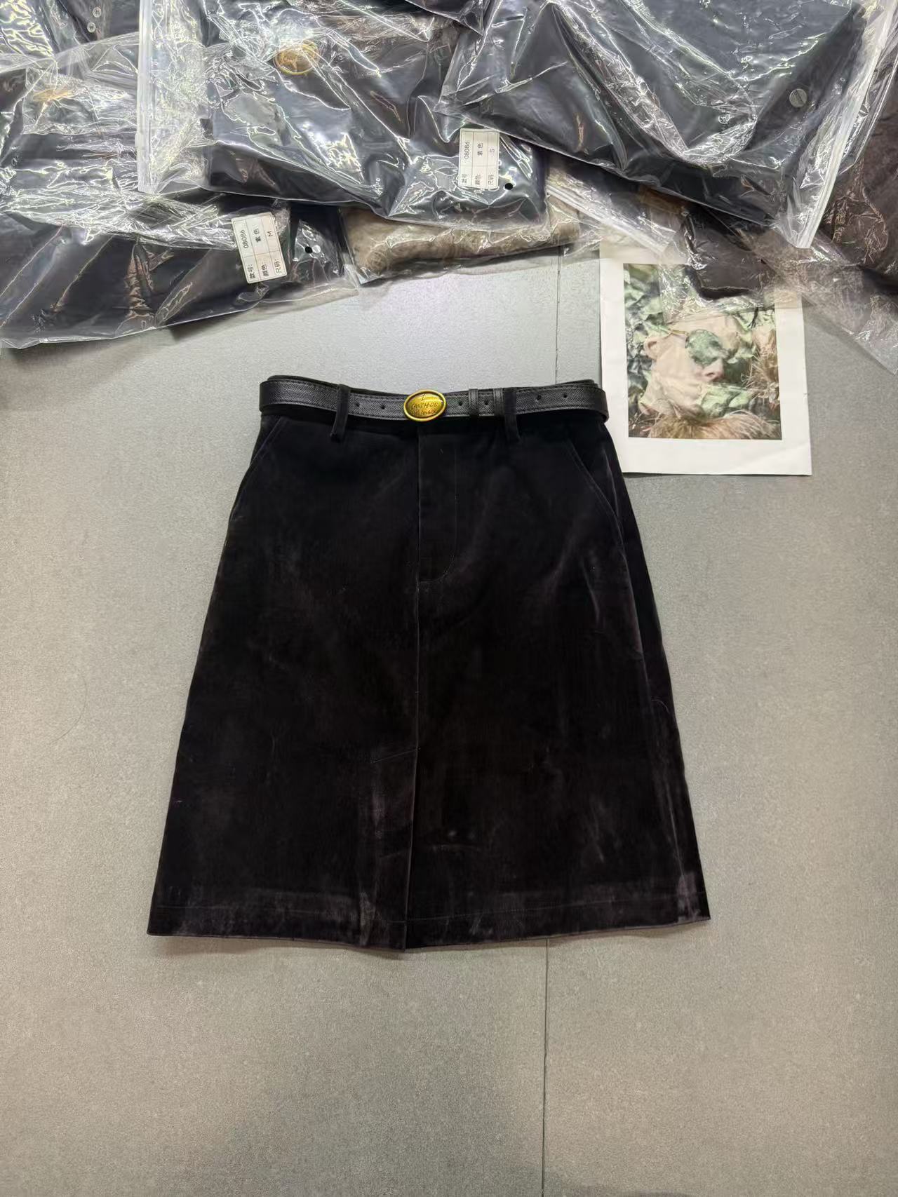 欧洲站2026秋季新款复古高腰半身裙女A字显瘦配腰带气质半身裙子