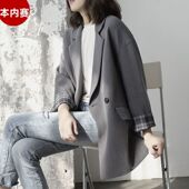 灰色小西装 夏 休闲设计感小众炸街网红套装 外套女春秋潮款 气质韩版