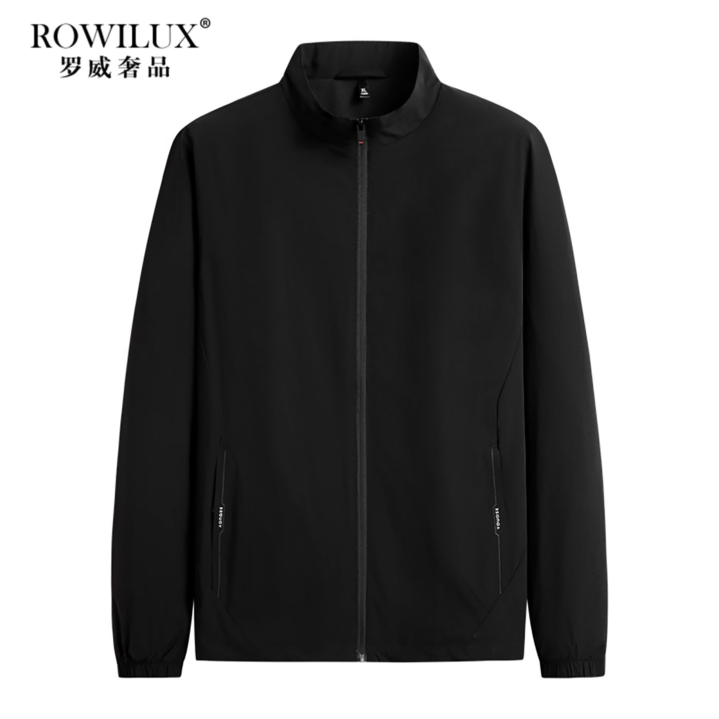 潮牌黑色大码立领夹克男春秋薄款胖子加肥加大户外运动休闲茄克衫