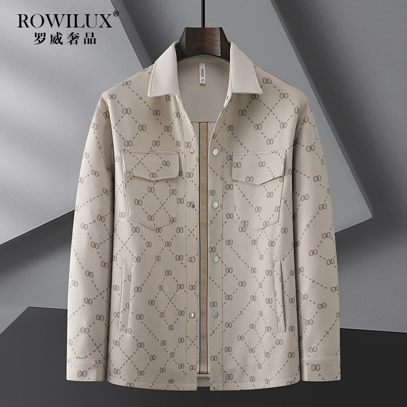 潮牌大码美式工装翻领夹克男高级感痞帅春季款潮胖宽松时尚茄克衫