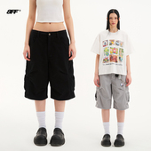 8FF立体剪裁A字短裤 裤 显瘦26夏新品 水洗落色做旧休闲百搭阔腿工装