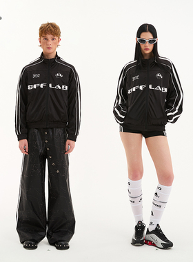 8FF26SS球衣廓形短款夹克撞色字母印花运动透气速干休闲外套男女