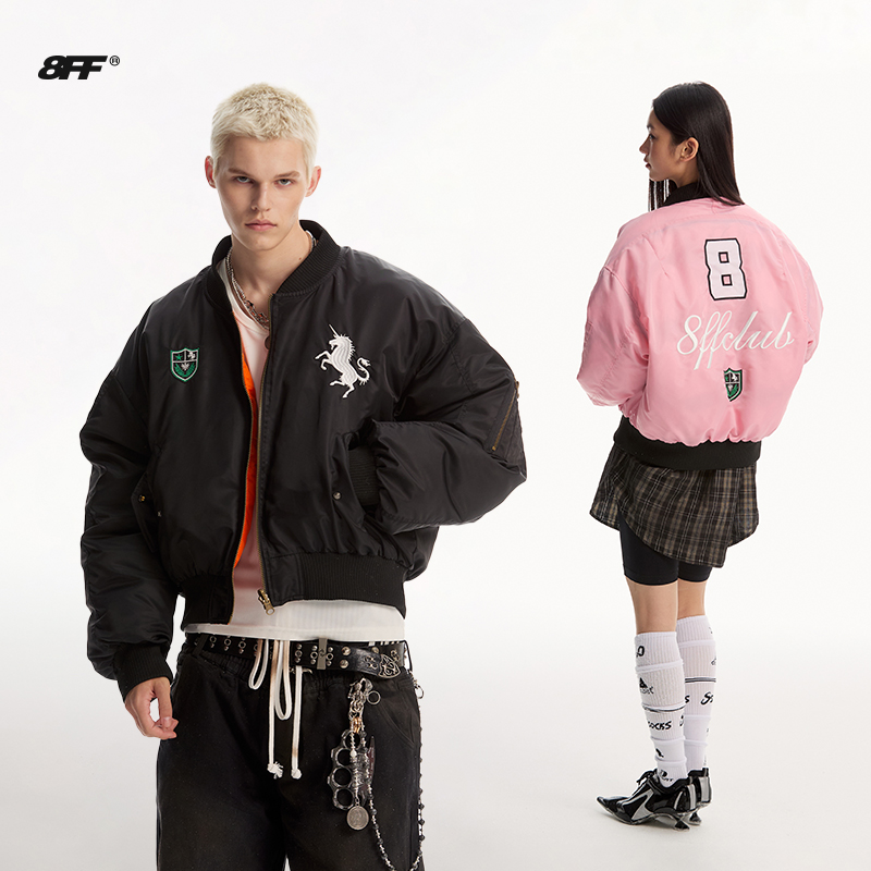 8FF加厚冬季短宽双面穿羽绒棉服