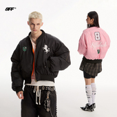 8ff大不相同 潮流双面战马刺绣保暖棉衣bomber加厚棒球棉服外套