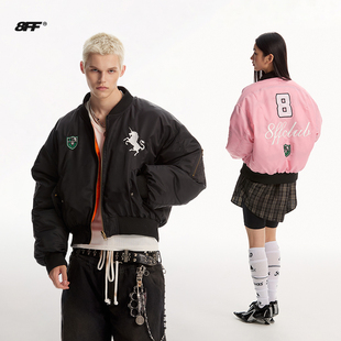 8ff大不相同 潮流双面战马刺绣保暖棉衣bomber加厚棒球棉服外套