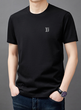 大牌伦巴宝利娇男士短袖t恤夏季新款潮流纯棉简约圆领上衣体恤衫