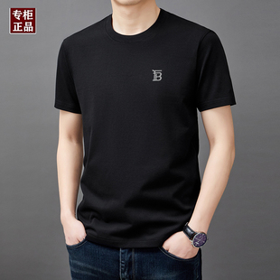 大牌伦巴宝利娇男士短袖t恤夏季新款潮流纯棉简约圆领上衣体恤衫