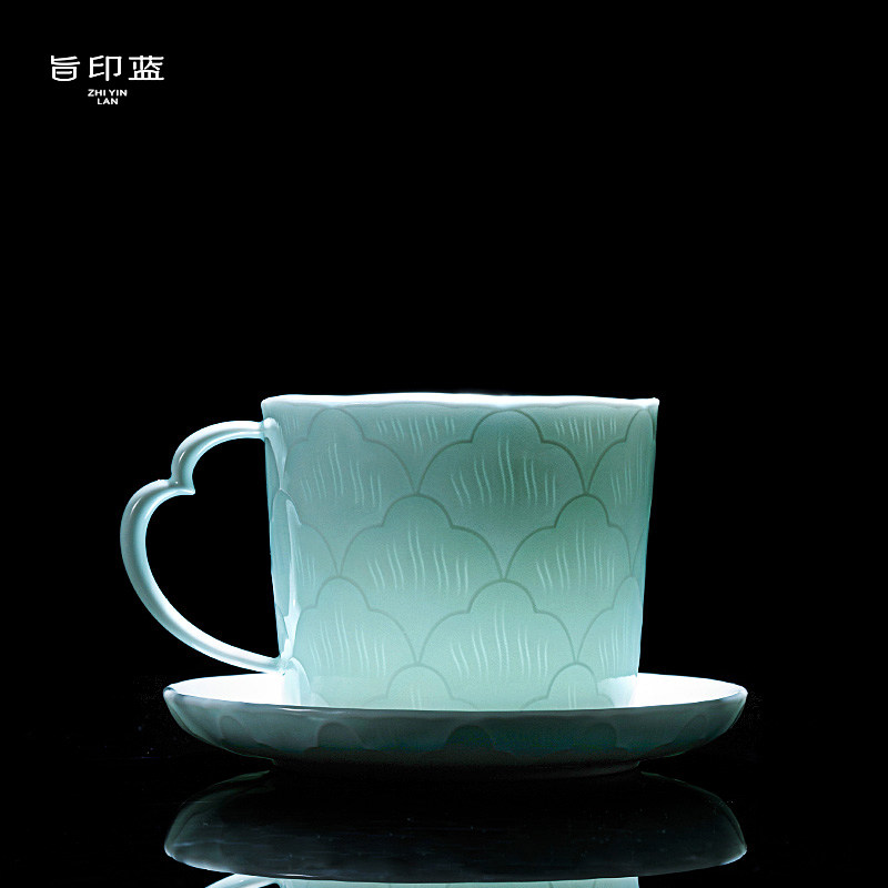 景德镇陶瓷咖啡杯美式拉花宽口咖啡杯子高颜值2024新款女士陶瓷杯