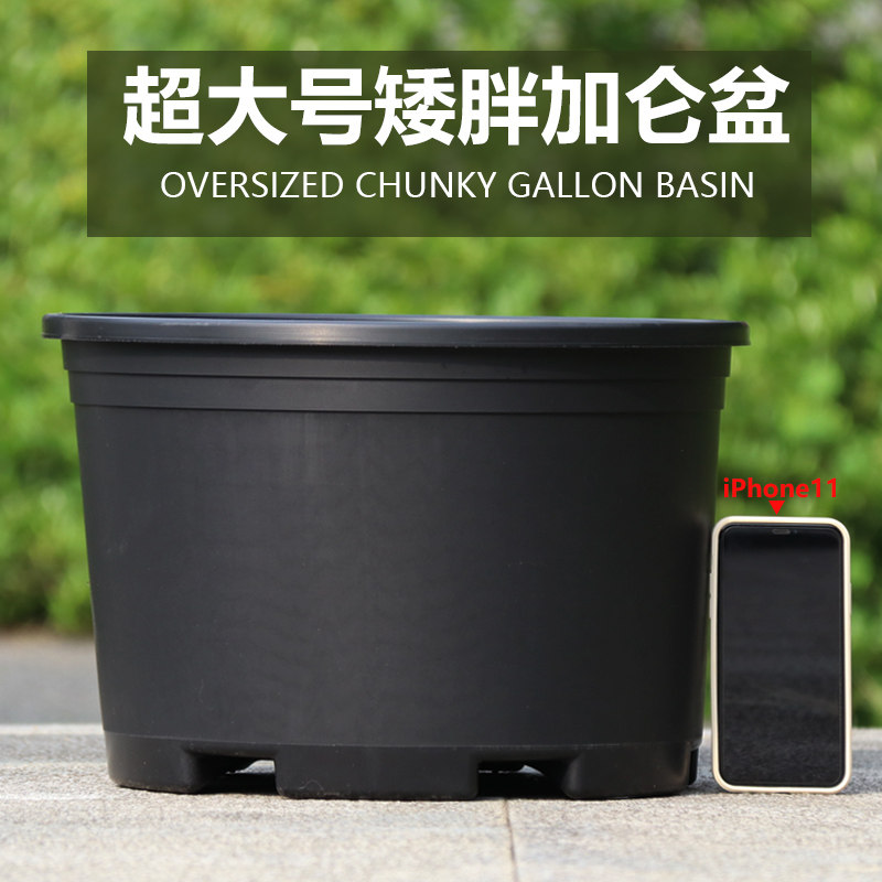 新款加厚黑色矮胖加厚特大号加仑花盆塑料绿萝月季大口径塑料花盆