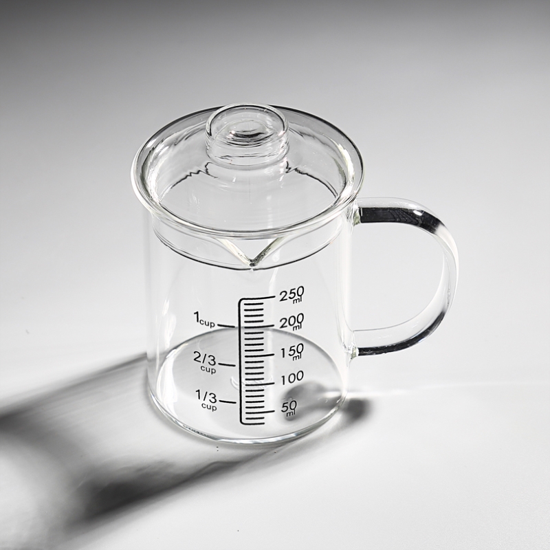 牛奶杯微波炉可加热家用玻璃杯水杯带手柄儿童刻度牛奶早餐杯子咖