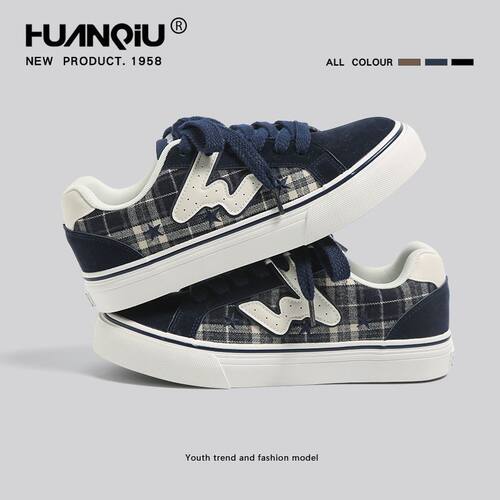 环球复古格纹帆布鞋男款20