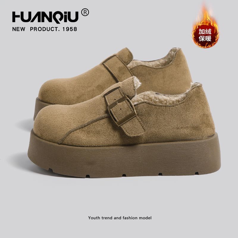 环球加绒厚底勃肯鞋女款2025冬季新款舒适保暖棉鞋校园风休闲女鞋