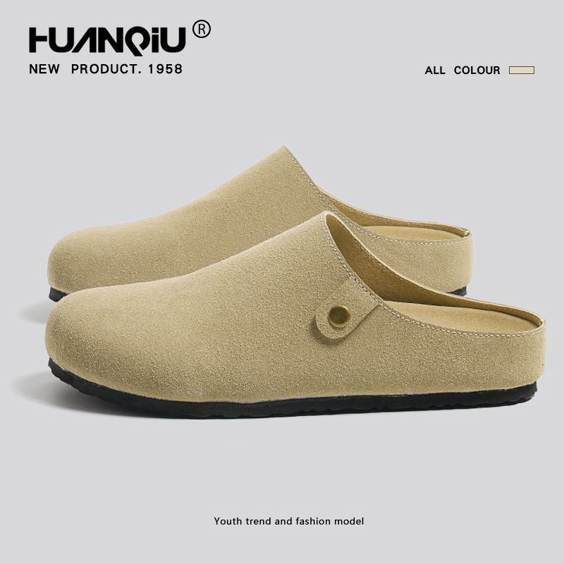 环球穆勒拖鞋男秋季外穿办公室慵懒一脚蹬男士包头勃肯软底半拖男