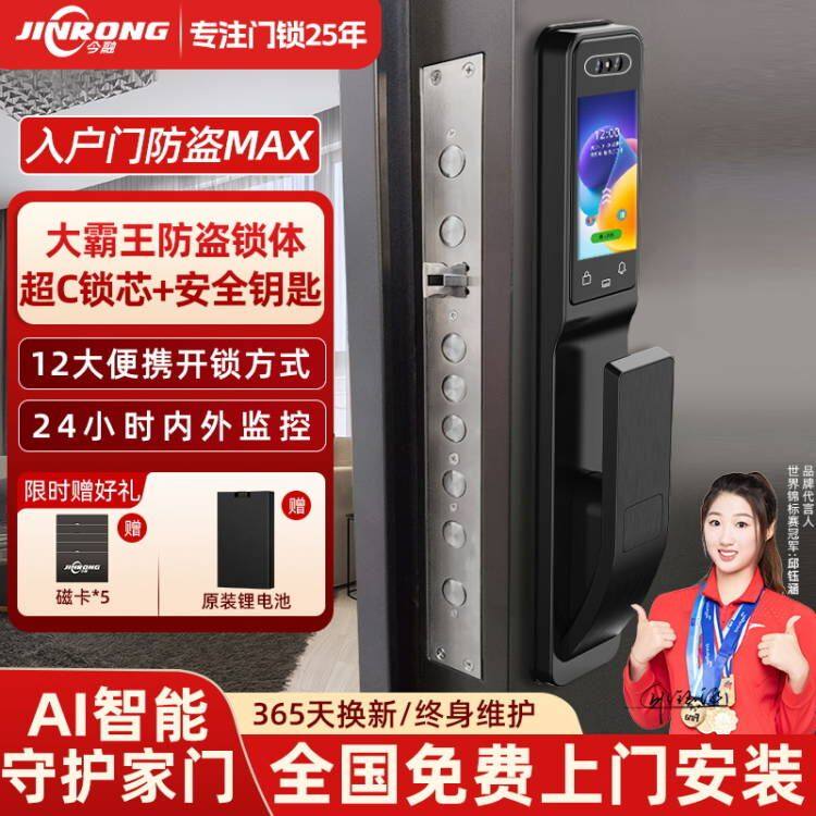 霸王锁体智能锁指纹锁家用防盗门智能带钥匙全自动款入户门电子锁