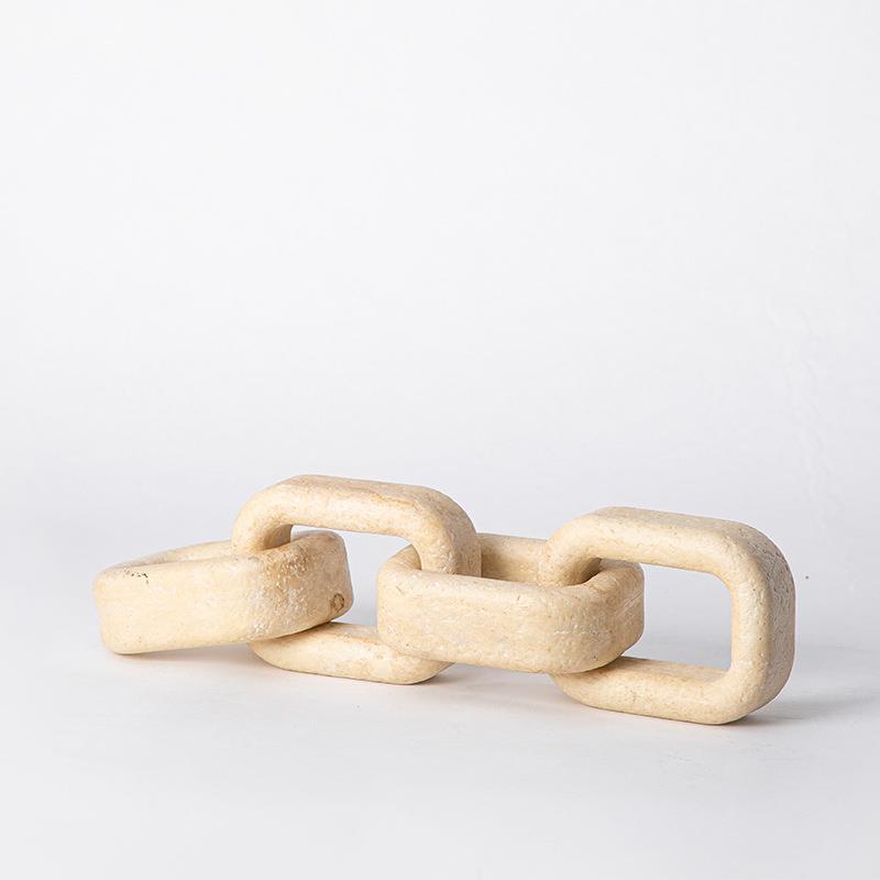 创意连环扣造型摆件创意几何锁链树脂工艺品样板间组合边柜配饰