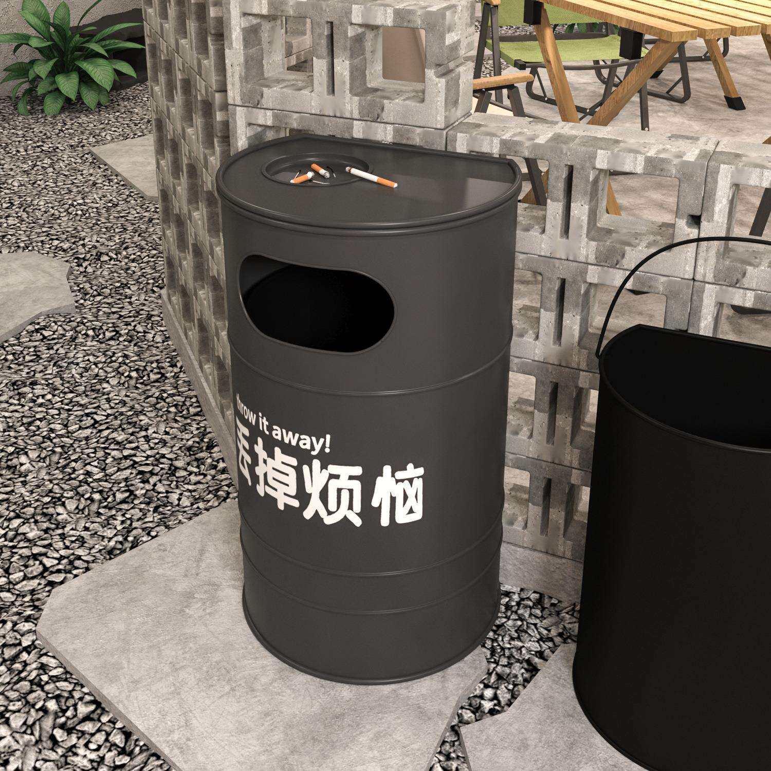户外露营地工业风油桶垃圾桶网红庭院创意健身房复古大号灭烟商用