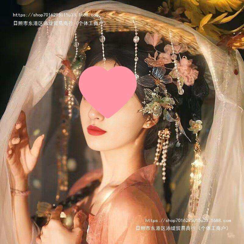 古风影视道具侠女斗笠影楼写真斗笠女斗流苏笠幕离遮容防晒帽面纱