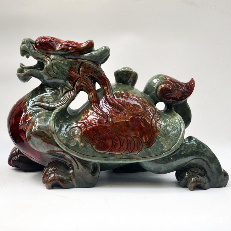 钰程本命年玉器40CM岫玉龙龟摆件家居生活工艺品元宝龙龟吉祥物