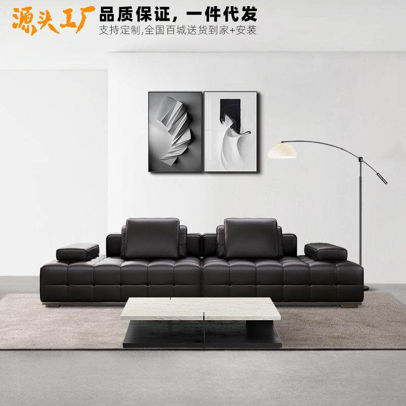 意大利极简现代大户型组合家具设计师别墅磨砂绒布艺劳伦斯沙发