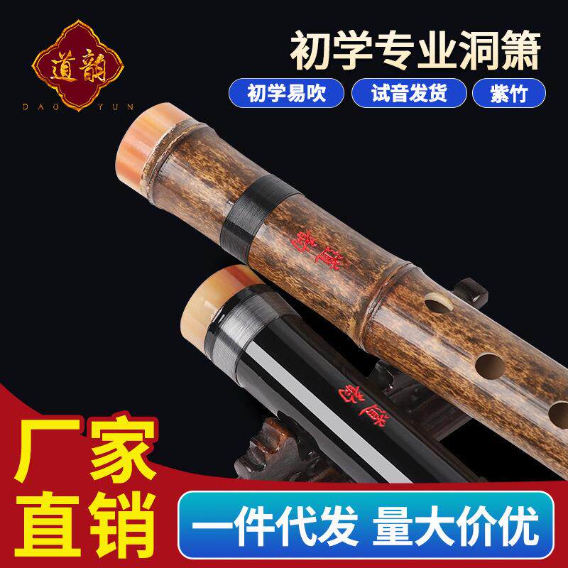 道韵洞箫初学者入门高档乐器紫竹短箫八孔G调F调短萧便携洞潇
