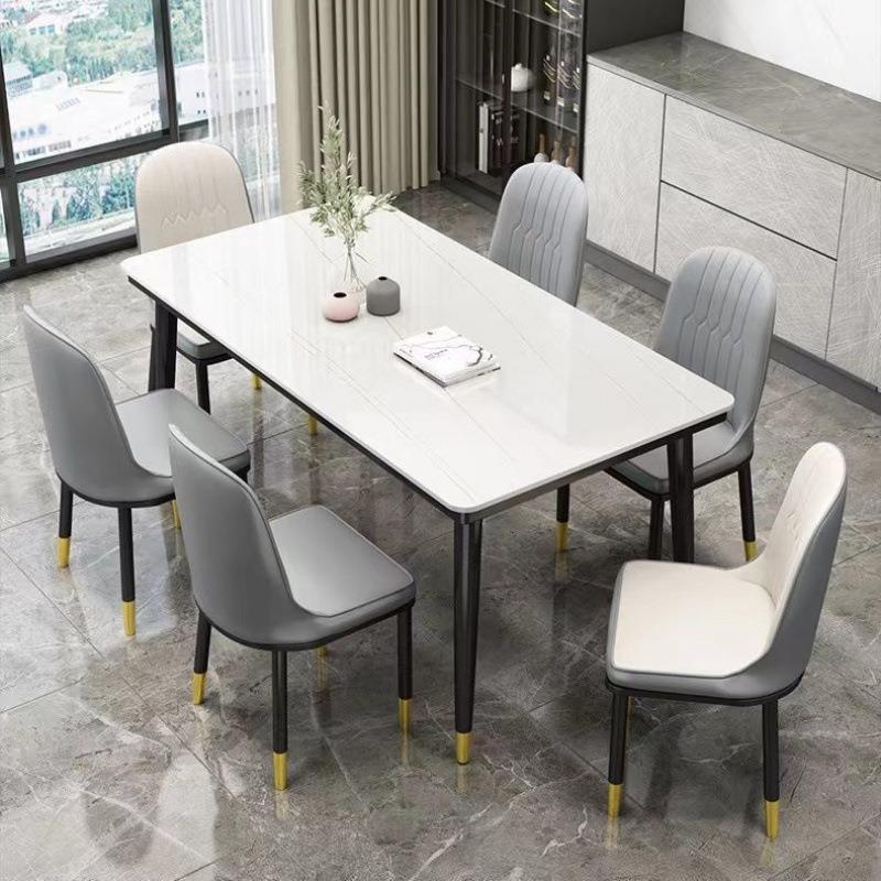 北欧岩板餐桌餐椅组合小户型家用长方形桌子椅子一套吃饭桌子家用