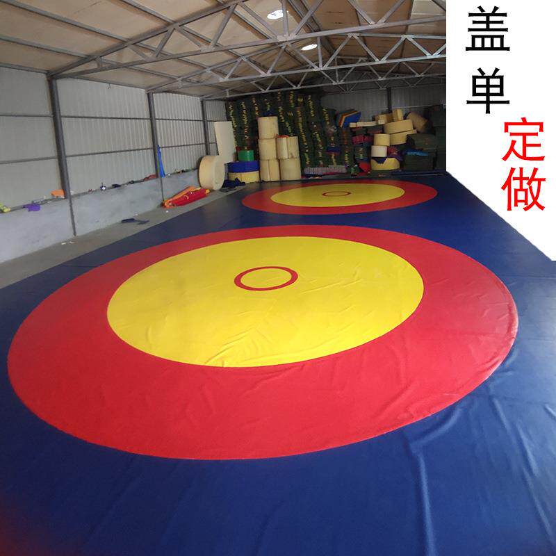 定制专业比赛摔跤垫PVC场地盖布罩布三色热合12m*12m防滑格斗垫