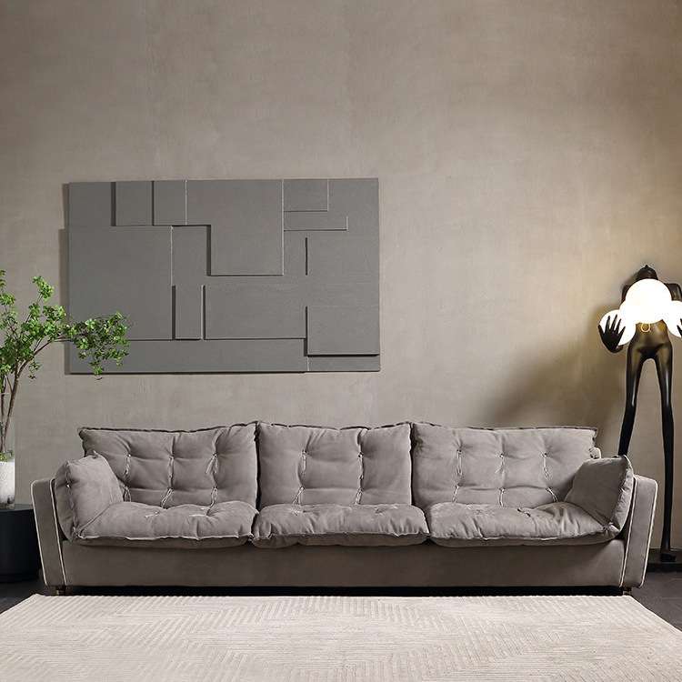 索伦托沙发拉线沙发意式极简客厅大平层设计师款磨砂皮沙发