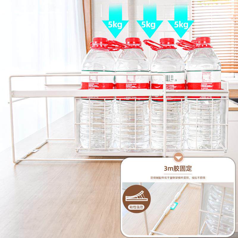 I9AT橱柜碗碟抽屉收纳分隔柜子内餐具杯子储物篮单层厨房抽拉式置