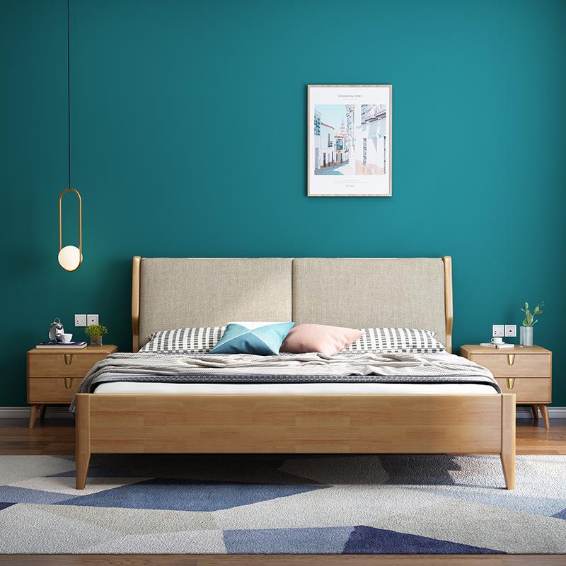 全实木床北欧简约软靠主卧1.8米双人床1.5框架床实木高箱储物婚床
