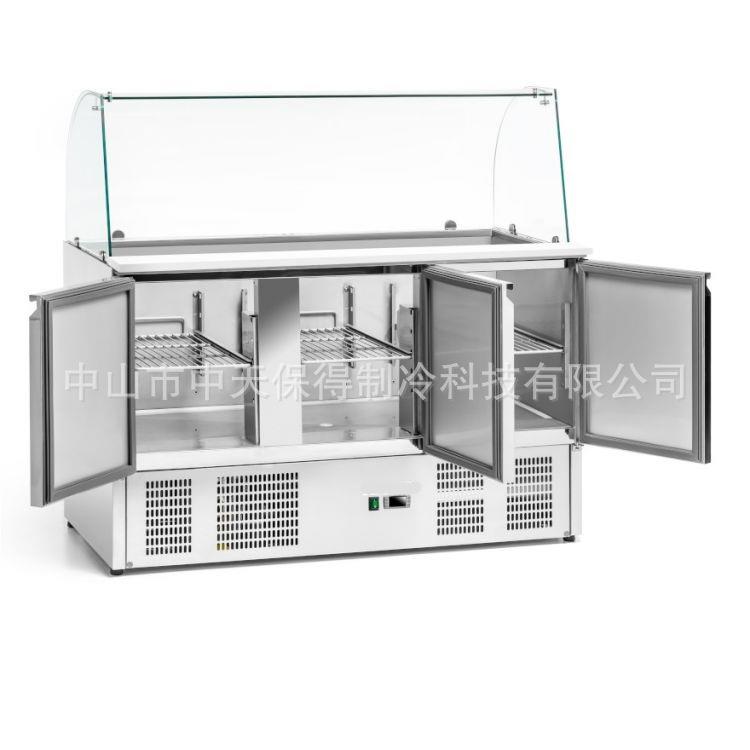欧款风冷披萨撒料操作台开槽沙拉台比萨工作台冷藏冷冻保鲜柜