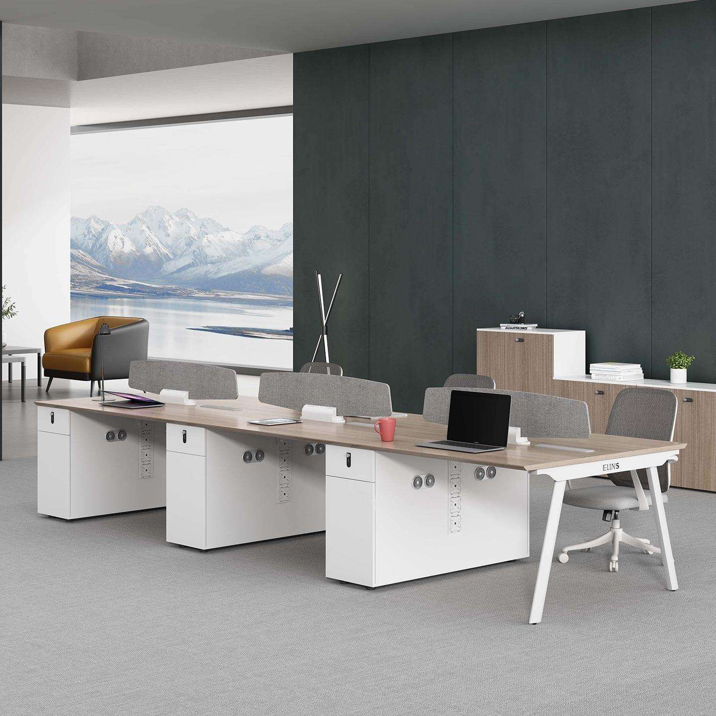 E0级办公桌椅组合简约现代卡座2双4四6六人职员桌办公室屏风工位