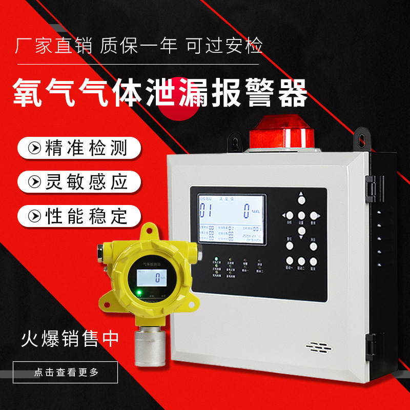 壁挂式O2浓度检测仪缺氧报警器氧浓度探测器 氧气CO泄漏报警器