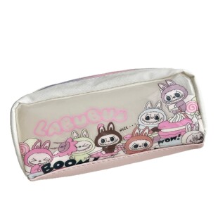 日系风卡通五彩拉布布半透明笔袋学生铅笔盒大容量文具单层收纳袋