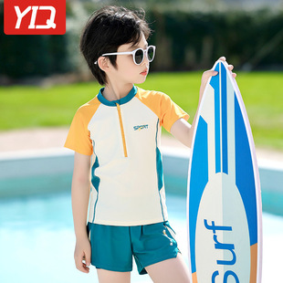 男孩防晒泳装 儿童泳衣男童分体2024新款 夏青少年中大童双层游泳裤