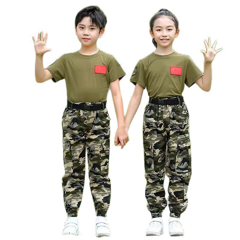 军训夏令营迷彩服套装儿童夏季服装男女童短袖小学生特种兵演出服