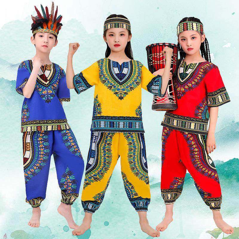 非洲鼓儿童演出服装纯棉男女手鼓舞蹈傣族旅游装少数民族风表演服