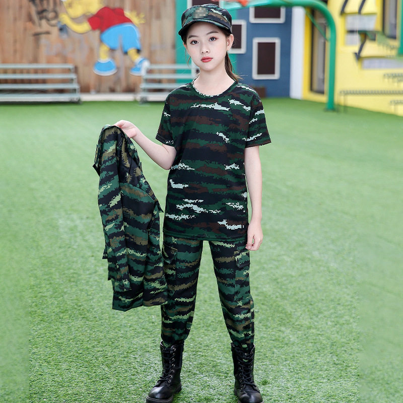 儿童迷彩服男女童套装中小学生军训服幼儿园演出服夏令营拓展春夏