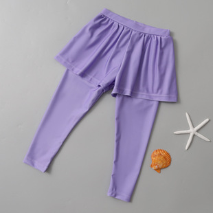 泳装 新款 防嗮瑜伽大码 长裤 儿童泳衣分体假两件套女孩女童泳衣长袖