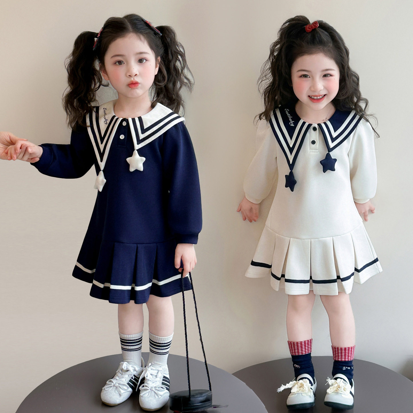 女童连衣裙春装2026新款洋气儿童学院风卫衣裙女大童春秋长袖裙子