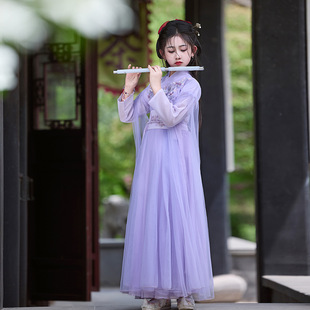 紫色仙子女童汉服2026新款古装国风仙气飘逸古筝表演团体演出服