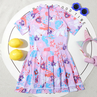 儿童泳衣24新款 连体裙库洛米女童可爱游泳衣温泉度假宝宝泳衣