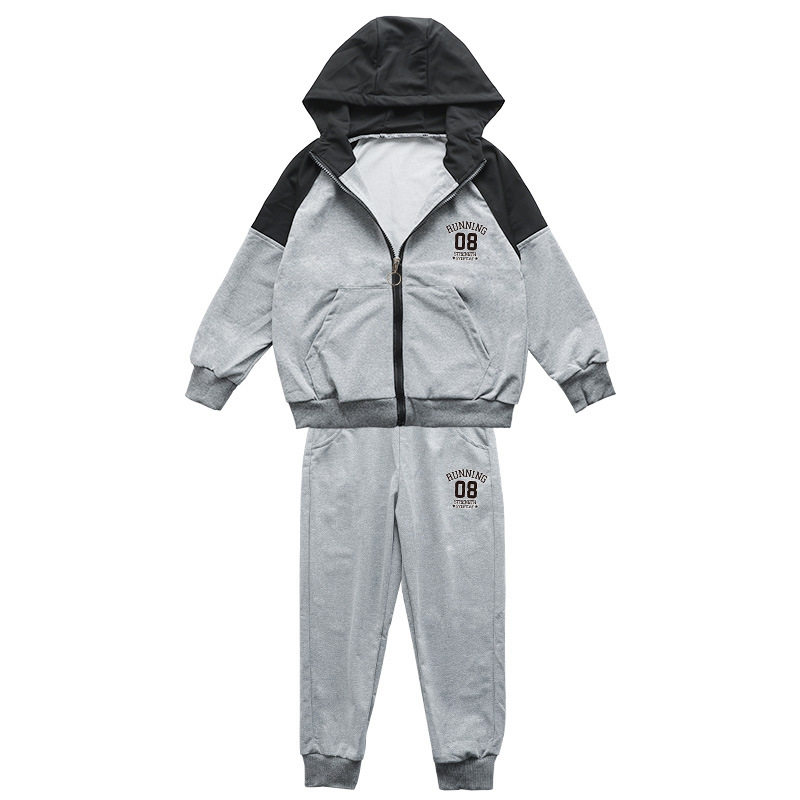 儿童套装男童春秋款外套新款中大童开衫卫衣连帽休闲运动两件套