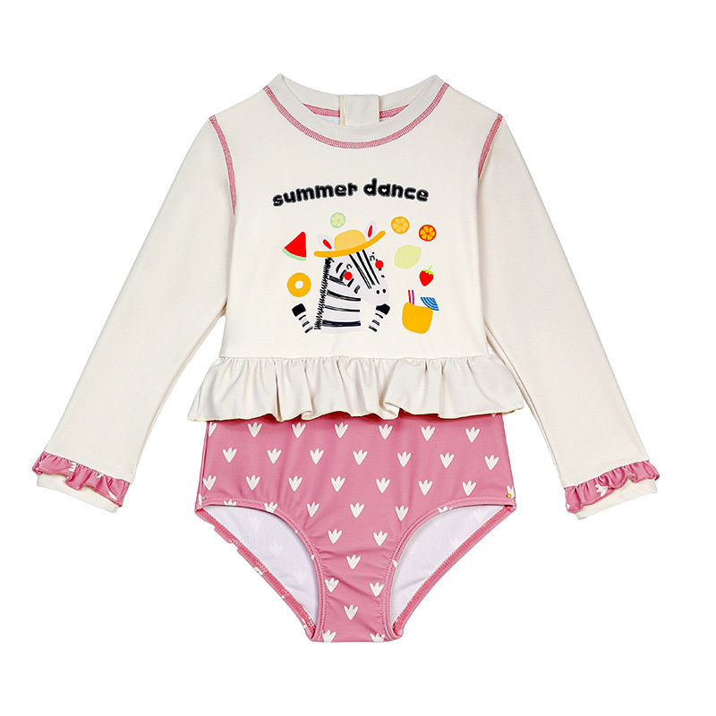 女童长袖短裤连体防晒可爱儿童网红游泳衣2025温泉新款中小童泳衣